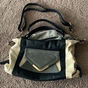Beige and black purse